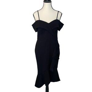 LBD Ruffle Flounce Sleeveless Midi Dress Sz 4 by BeBe